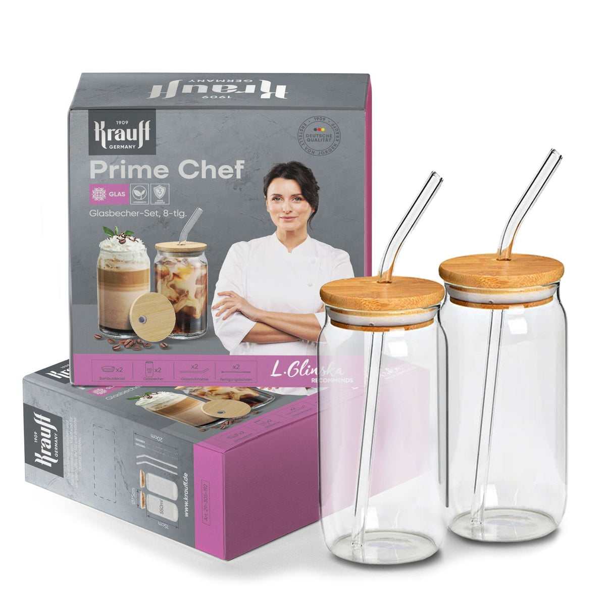 Krauff Trinkgläser Set Prime Chef 550 ml mit Zubehör